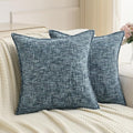 FUTEI Pack of 2 Chenille Tweed Vintage Throw Pillow Covers 24x24 Inch Soft Decorative Euro Pillow Shams Modern Farmhouse Accent for Couch Bed Living Room, Navy