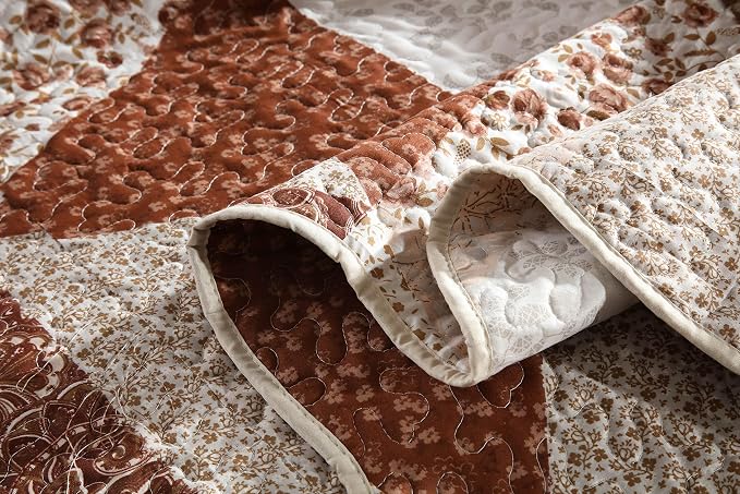 Travan 3-Piece Queen Quilt Sets with Shams Oversized Bedding Bedspread Reversible Coverlet Set, Queen Size