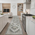 Madane Hallway Runner Rug 2'6''x14' Kitchen Runners Vintage, Black | Long Non-Slip Washable Rugs 14ft for Entryway Laundry and Bedroom, Stain-Resistant Low-Pile 2.5x14 Ft Floor Carpet