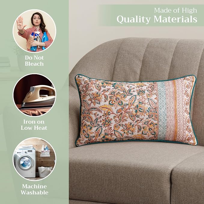 Maison d' Hermine Throw Pillow Covers 100% Cotton (12" x 20" - Pack of 1)
