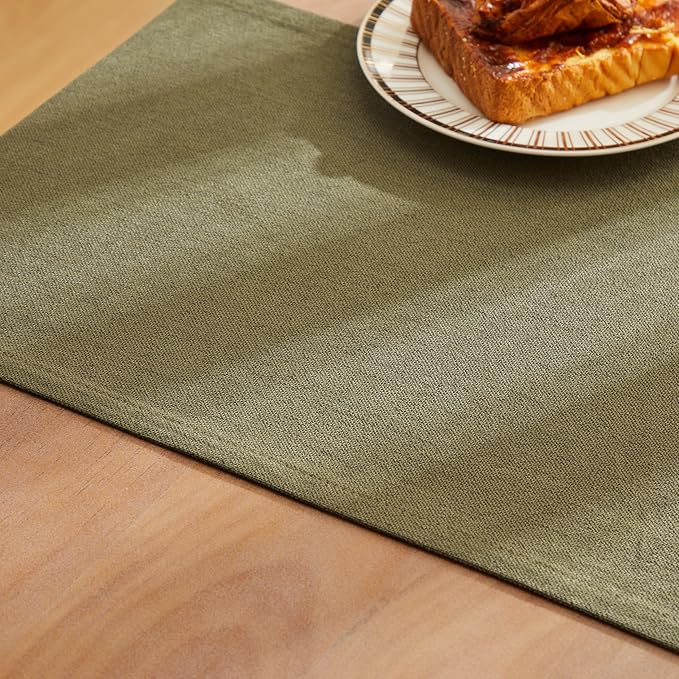 ZeeMart Rustic Cotton Linen Table Runner, 13x108 Inches Olive | Farmhouse Style Linen Table Runners 108 Inches Long, Washable Kitchen Dining Table Decoration for Home Party Decor