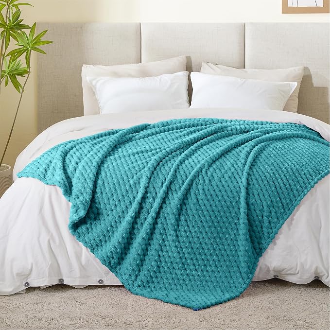 BEDELITE Teal Throw Blanket for Couch, Soft Cozy Gifts for Women, 50 * 60 | 3D Jacquard Decorative Fleece Blanket, Super Soft Plush Throws, Cute Birthday Gift for Women & Men, Suitable for All Seasons