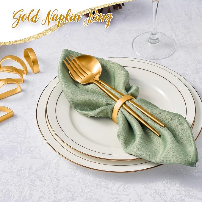 APTWOW Gold Napkin Rings Set of 200, Thanksgiving Christmas Table Decor | Semicircle, Metal, Gold Napkin Rings Bulk, Fall Napkin Rings for Dinner Table Decor, Wedding, Banquet, Valentines Day