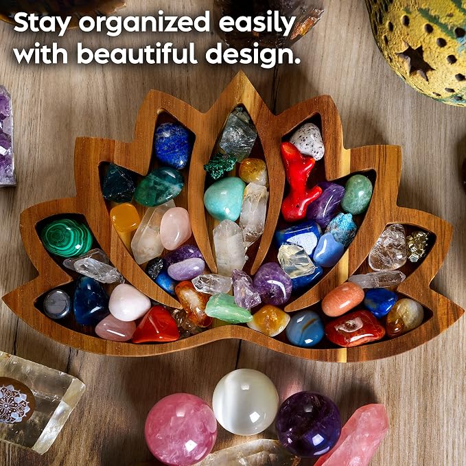 Crystal Display Tray, Lotus Crystal Holder, Rock Display, Horizon 11"x7"