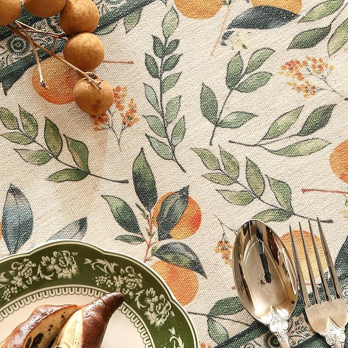 Patdrea Designer Vintage French Linen Table Runner,12"X102"-Palladin A | Tablerunner 102 Inches Long,Orange Floral Pattern,Thanksgiving Dining Table Decor for Living Room Banquet,Tassel Edge