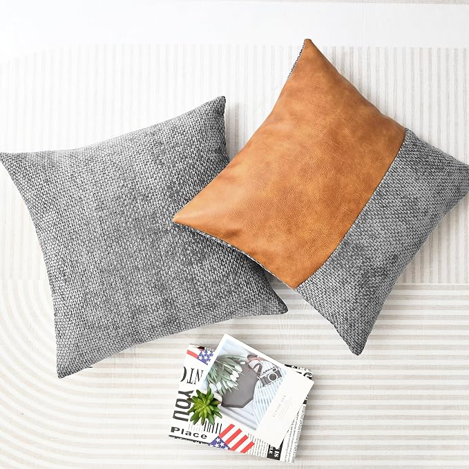 CaliTime Decorative Couch Throw Pillow Covers 20 X 20 Inches Grey