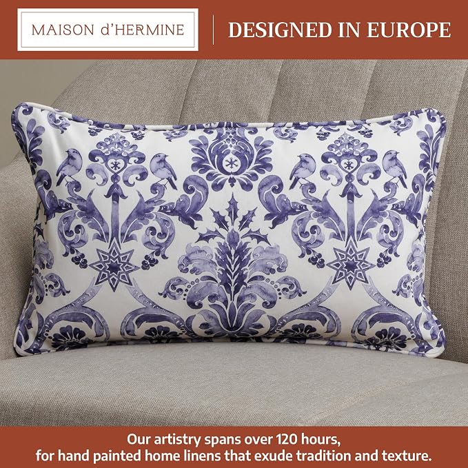 Maison d' Hermine Throw Pillow Covers 100% Cotton (12" x 20" - Pack of 1)
