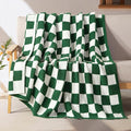 Elegant Comfort Premium Checkered Reversible Throw Blanket - Ultra Soft and Lightweight, Luxury Knitted Breathable Fleece for Couch, Bed, Sofa - Warm Velvet Fluffy Throw, 50 x 70 Inch, Hunter Green