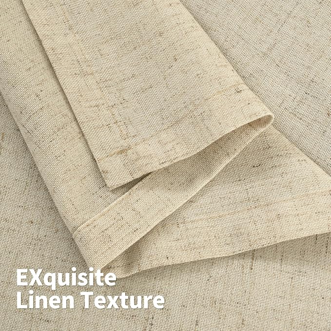 YoungsTex Burlap Linen Curtains 45 Inch Length for Short Window, Light Filtering Drapes with Grommet Privacy for Bedroom Living Room Window, 2 Panels, 52 X 45 Inch