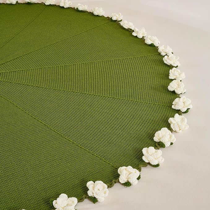 Longhui bedding Hand Crochet Lily Bouquet Throw Blanket - 60 Inch Lightweight Floral Afghan, Elegant & Meaningful Gift for Her, Wife, or Mom, Perfect for Mother‘s Day, Wedding & Valentine’s Day