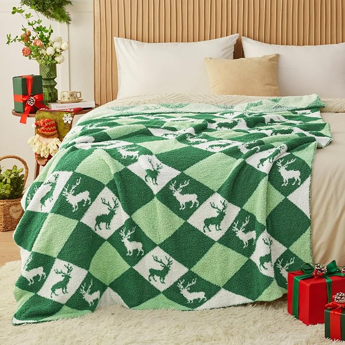 CYMULA Christmas Knit Throw Blanket - Super Soft Cozy Fuzzy Blankets for Couch, Sofa & Bed, Holiday Throw Blanket，60"x80"