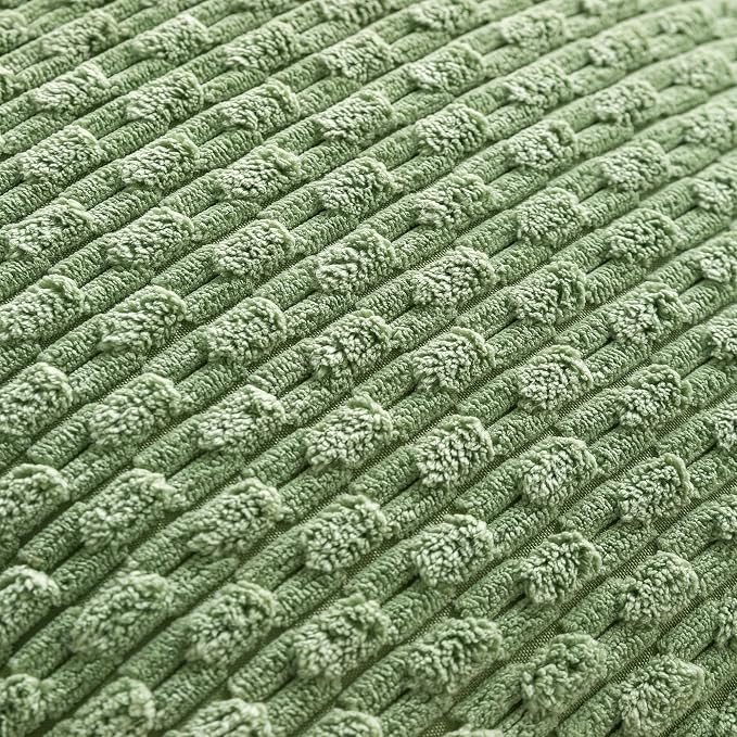 Set of 4 Sage Green Decorative Throw Pillow Covers 22x22 Inch Corduroy Pillow Covers for Bed Couch Sofa Living Room Soft Square Cushion Cases
