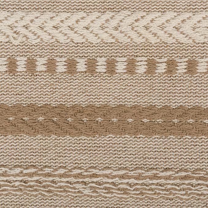 DII Farmhouse Braided Stripe Table Runner Collection, 15x72 (15x77, Fringe Included), Stone (Pack of 12)