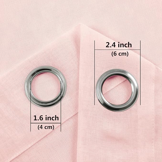 DWCN Blush Pink Sheer Curtains Bedroom Curtains Faux Linen Voile Sheer Drapes Grommet Top Window Curtain Panel 52 x 90 inches Long,Set of 2 Panels