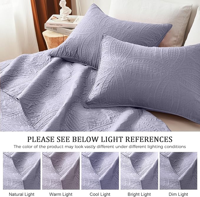 akkialla Lavender Twin Quilt Set,Ultrasonic Lightweight Bedspread Coverlet for Modern Minimalist Bedroom,Soft Microfiber Coin Pattern Bedding,2-Piece (1 Quilt,1 Pillow Sham)