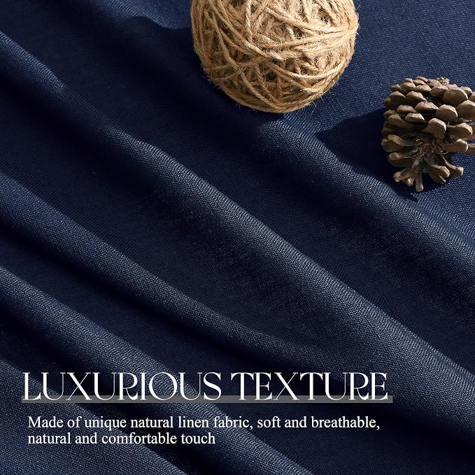 Jowels Navy Linen Curtains 108 Inch Long 2 Panels for Living Room | Navy Blue Light Filtering Semi Sheer Curtain,Back Tab Pocket Pleated Look,Boho Textured Privacy Drapes for Bedroom Window