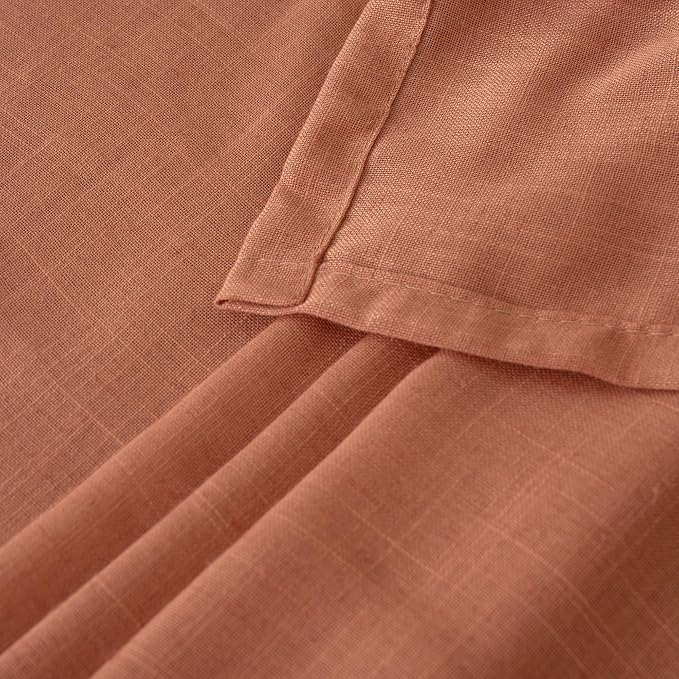 BGment Extra Long 108 Inch Length Curtains for Living Room Windows, Linen Terracotta Drapes Rustic Textured for Bedroom Decor with Rod Pocket Semi Sheer Lightweight, 2 Panels Set, Each 52 Inch Wide