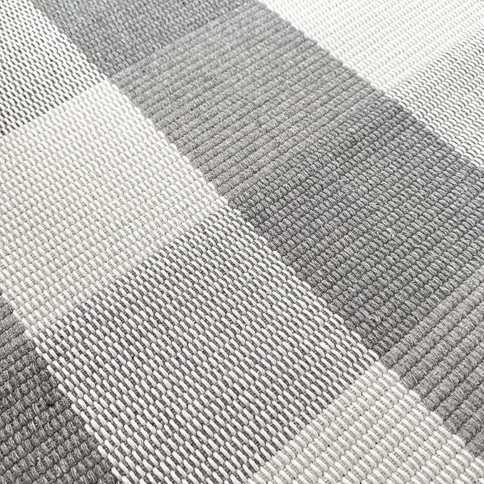 Levinis Grey Buffalo Check Rug 3' x 5' - Retro Farmhouse Lattice Area Rugs - Grey and White Checkered Plaid Rug for Front Porch/Kitchen/Bedroom/Bathroom, (35.4"x 59", Grey and White Plaid)