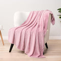 PAVILIA Light Pink Fleece Throw Blanket for Couch Sofa Bed, Soft Fuzzy Waffle Jacquard Microfiber, Warm Lightweight Fade-Resistant Decorative All Season Throw, 50x60