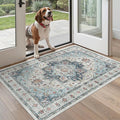 Madane Washable Entry Rug 3x4 Area Rugs for Entryway Kitchen, Blue | Vintage Printed Door Mat Indoor Entrance, Low-Pile Floor Carpet Runner for Inside Front Bedroom Kitchen Entry Laundry, Stair