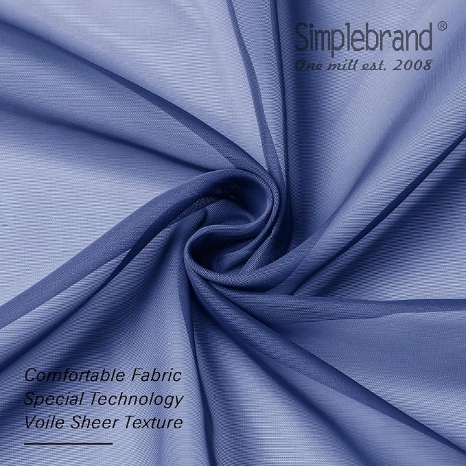 Simplebrand Royal Blue Sheer Curtains 84 Inches Long 2 Panels, Light Filtering Rod Pocket Solid Color Window Sheer Curtain Panels, Elegant Curtains & Drapes for Living Room, Bedroom, 42" W x 84" L