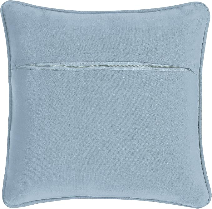 Boho Living Jada Decorative Throw, (1) 20" x 20" Pillow Cover with Insert, Light Blue