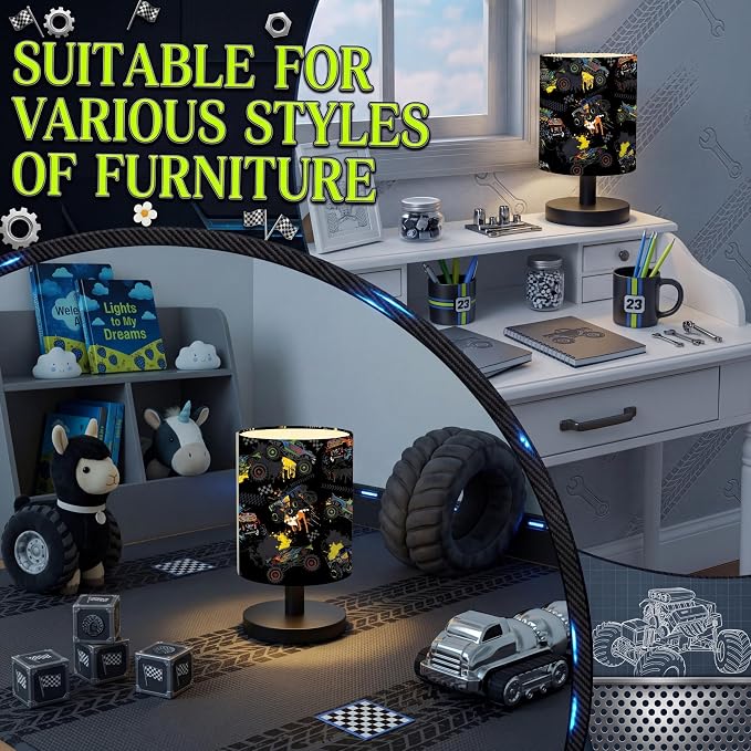 VIHOSE Truck Kids Table Lamp for Bedroom Kids Lamps for Girls Room