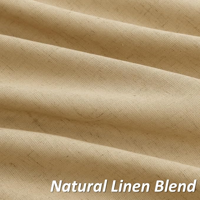 Gold Yellow Linen Curtains 108 Inches Long 2 Panel Set Rod Pocket Semi Sheer Dining Room Cozy Bedroom Decor Cotton Look Country Rustic Farmhouse Boho Curtains 52x108