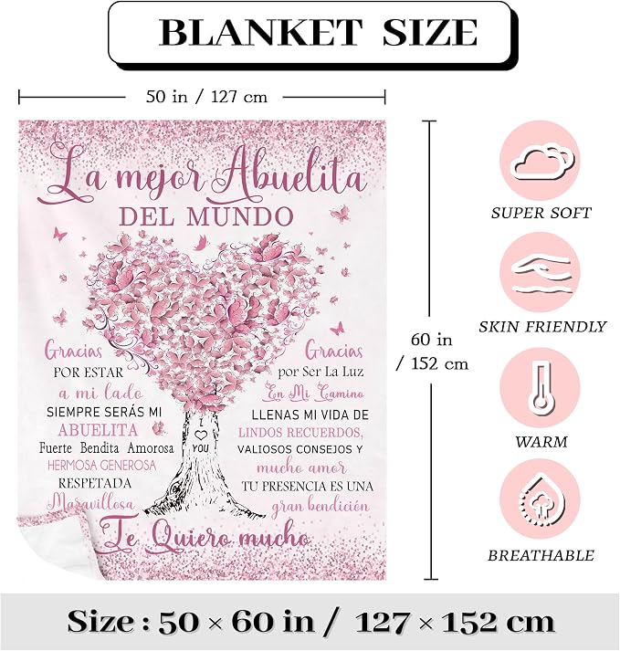 Abuela Gifts, Regalos para Abuela, Grandma Gifts in Spanish, Abuelita Gift, Gift for Abuela Blanket 60"x50"