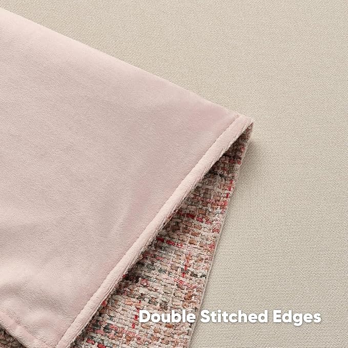 HAUSSY Pack of 2 Chenille Tweed Throw Pillow Covers 18x18 Inch, Blush
