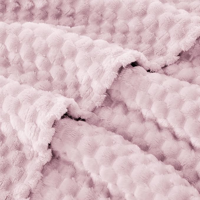 EXQ Home Gentle Soft Fleece Throw Blanket – Cozy Lightweight 3D Imitation Turtle Shell Jacquard Blanket for Couch Bed – All-Season Warm Fuzzy Flannel Blanket for Women Mom Gift(60"x80",Purplish Pink)