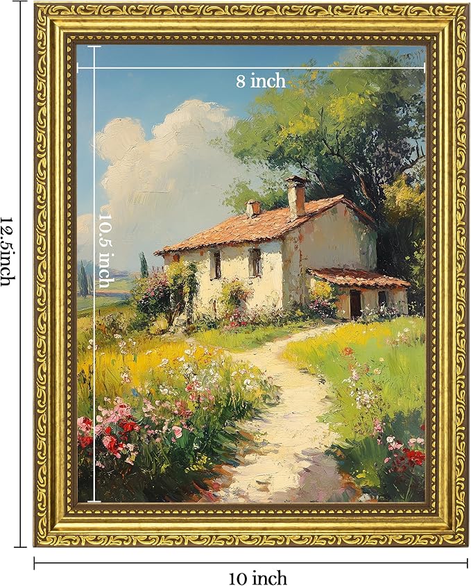 eletecpro 8.5x11 Vintage Picture Frame, Glass Cover, Gold, 2-Pack