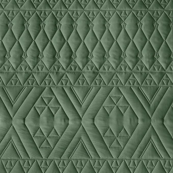 akkialla Full/Queen Size Quilt Bedding Set,Green Lightweight Microfiber Soft Bedspread,Modern Style Geoetric Pattern Coverlet Set for All Seasons,3 Piece(1 Quilt,2 Pillow Shams)