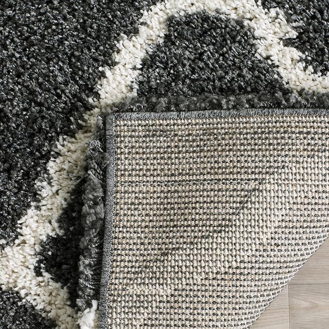 SAFAVIEH Hudson Shag Collection Runner Rug - 2'3" x 10', Dark Grey & Ivory, Moroccan Trellis, Non-Shedding & Easy Care, 2-inch Thick Ideal for High Traffic Areas in Living Room, Bedroom (SGH283G)