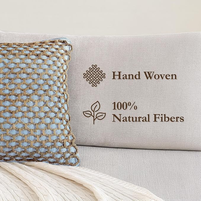 Boho Living Jada Decorative Throw, (1) 20" x 20" Pillow Cover with Insert, Light Blue