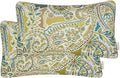 Mika Home Pack of 2 Oblong Rectangular Throw Pillow Cover Cushion Cases for Sofa Couch Chair,Paisley Pattern,12x20 Inches,Green Brown Cream Multicolor
