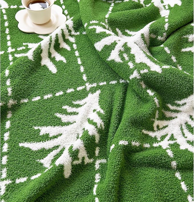 Ultra Soft Cozy Christmas Tree Green Pine Fluffy Microfiber Knitted Throw Blanket Lightweight Blanket for Sofa Couch Bed Travel 50"X60"¡­