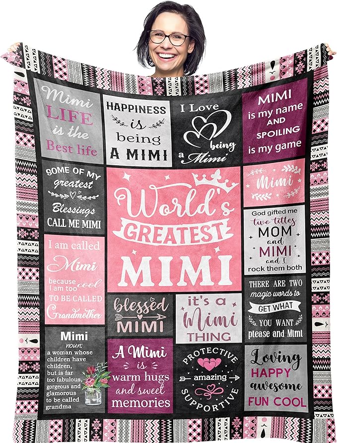 Ruvinzo Mimi Gifts for Grandma, Birthday Gifts for Mimi, Grandma Bday Gift, Grandmother Gift Ideas, Best Mimi Ever Gift Soft Throw Blanket 60” x 50”