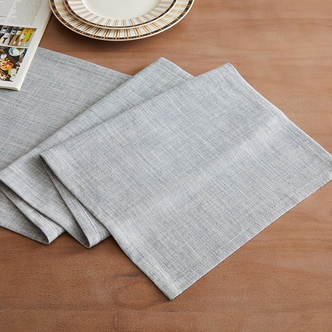 ZeeMart Rustic Cotton Linen Table Runner, 13x48 Inches Blue | Farmhouse Style Linen Table Runners 48 Inches Long, Washable Kitchen Dining Table Decoration for Home Party Decor