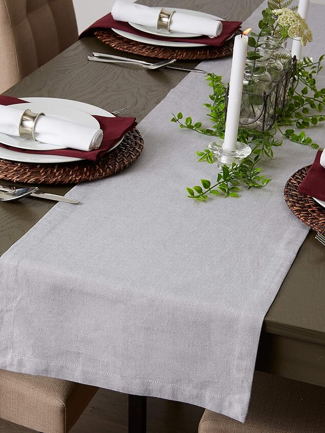 DII Chambray Kitchen, Tabletop Collection, Gray, 14x72 Table Runner