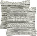 Mika Home Pack of 2 Throw Pillow Covers,Striped,18x18 Inches, Gray Cream | Decorative Square, Cushion Cases for Sofa Couch, Bohemian Striped Geometric Pattern