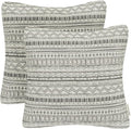 Mika Home Pack of 2 Throw Pillow Cases,Striped, 22x22 Inches, Gray Cream | Decorative Pillow Covers, Home Decoration, Bohemian Striped Geometric Pattern