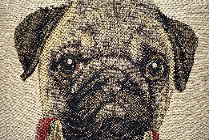 Pug Renaissance Dog Throw Pillow Cover - Tache Napoleon Bownparte - 2 Pieces 18 X 18 Inch Square French Vintage Tapestry Woven Set