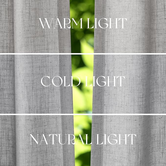 Jowels Grey Linen Curtains 84 Inch Long 2 Panels for Living Room | Gray Light Filtering Sheer Curtain, Back Tab Pocket Pleated Look, Boho Farmhouse Textured Privacy Drapes for Bedroom Window