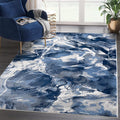 Abani Rugs Contemporary Blue & Grey Marble Ice Design Washable 5’3” x 7’6” (5'x8') Area Rug - Modern Swirl Watercolor Bedroom Rug