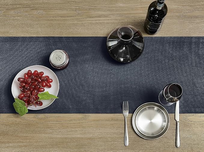 ZeeMart Basic Linen Style Table Runner, 14x72 Inch Dark Navy | Mitered Corner Design, Medium Weight Fabric, Rustic Farmhouse Style, Machine Washable Easy Care Everyday Table Scarf