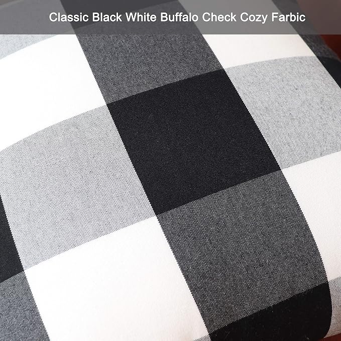 Buffalo Check Plaid Pillow Covers Farmhouse 18 x 18 Throw Pillow Covers Decorative Outdoor Throw Pillows for Couch Sofa Bed Christmas Home Pack of 2 Black and White