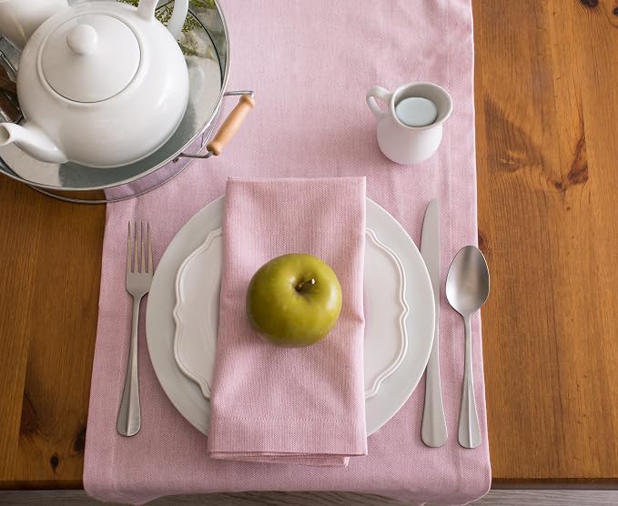 DII Chambray Kitchen, Tabletop Collection, Rose, 14x72 Table Runner