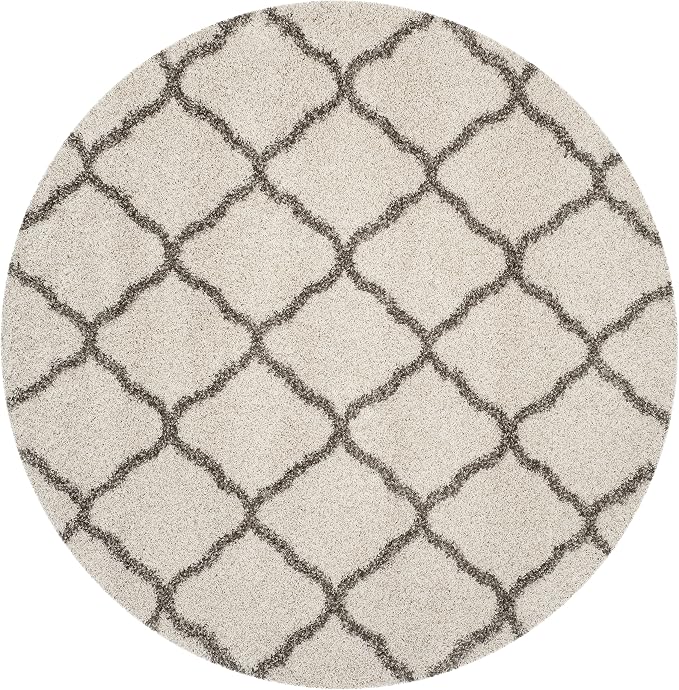 SAFAVIEH Hudson Shag Round Rug 9', Plush Ivory & Grey SGH283A