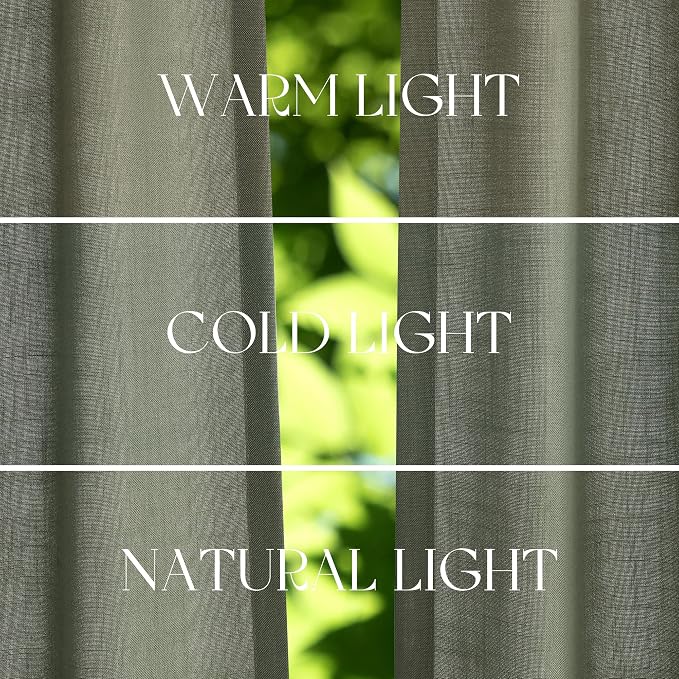 Jowels Loden Green Linen Curtains 84 Inch Long 2 Panels for Living Room | Olive Green Light Filtering Sheer Curtain,Back Tab Pocket Pleated Look, Farmhouse Textured Privacy Drapes for Bedroom Window